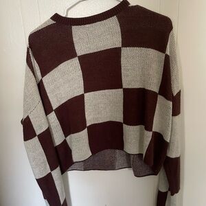 Checkered Brown and Cream Sweater